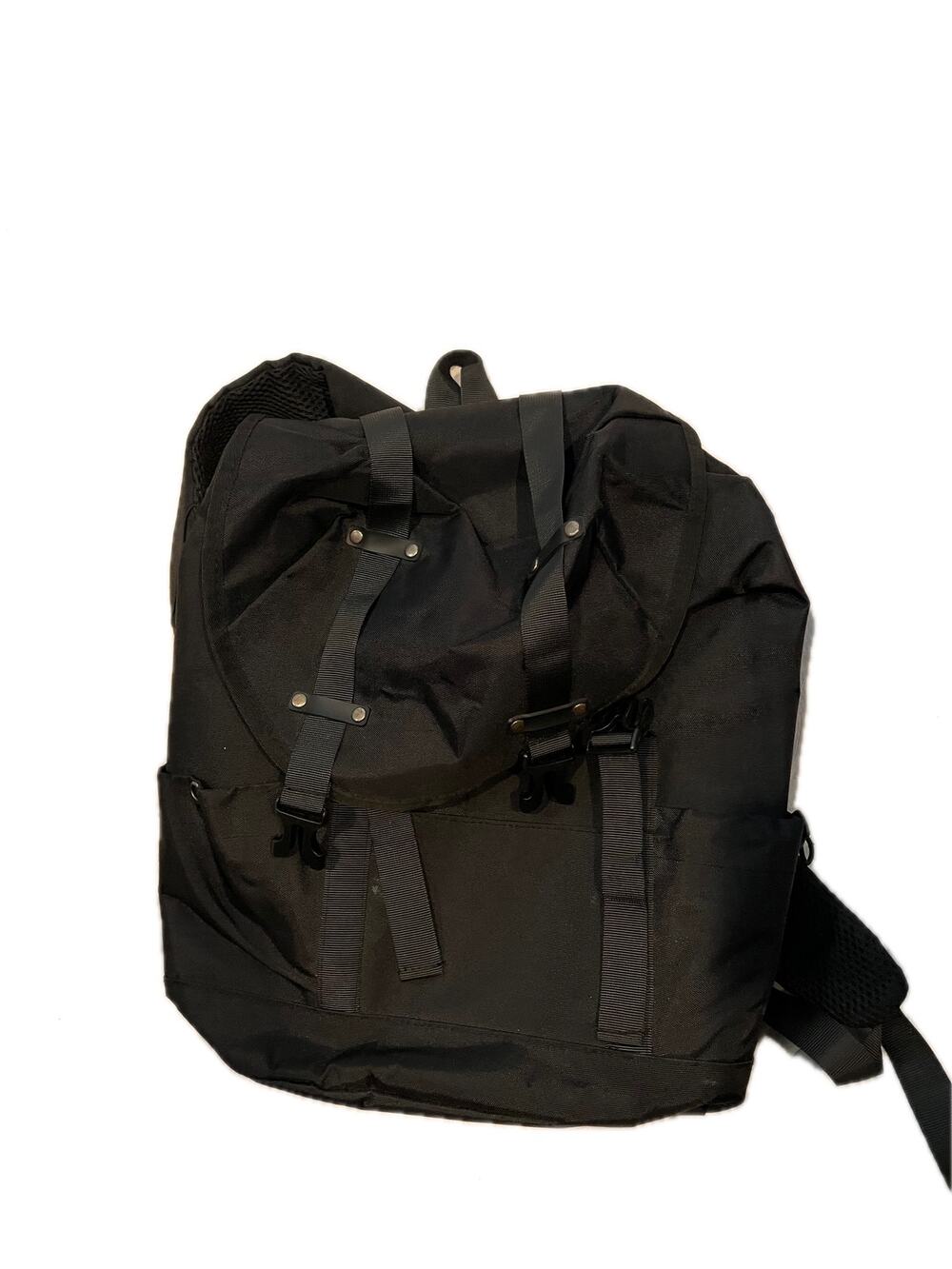 Black Fold-top design, buckle closures W Cinch Backpack